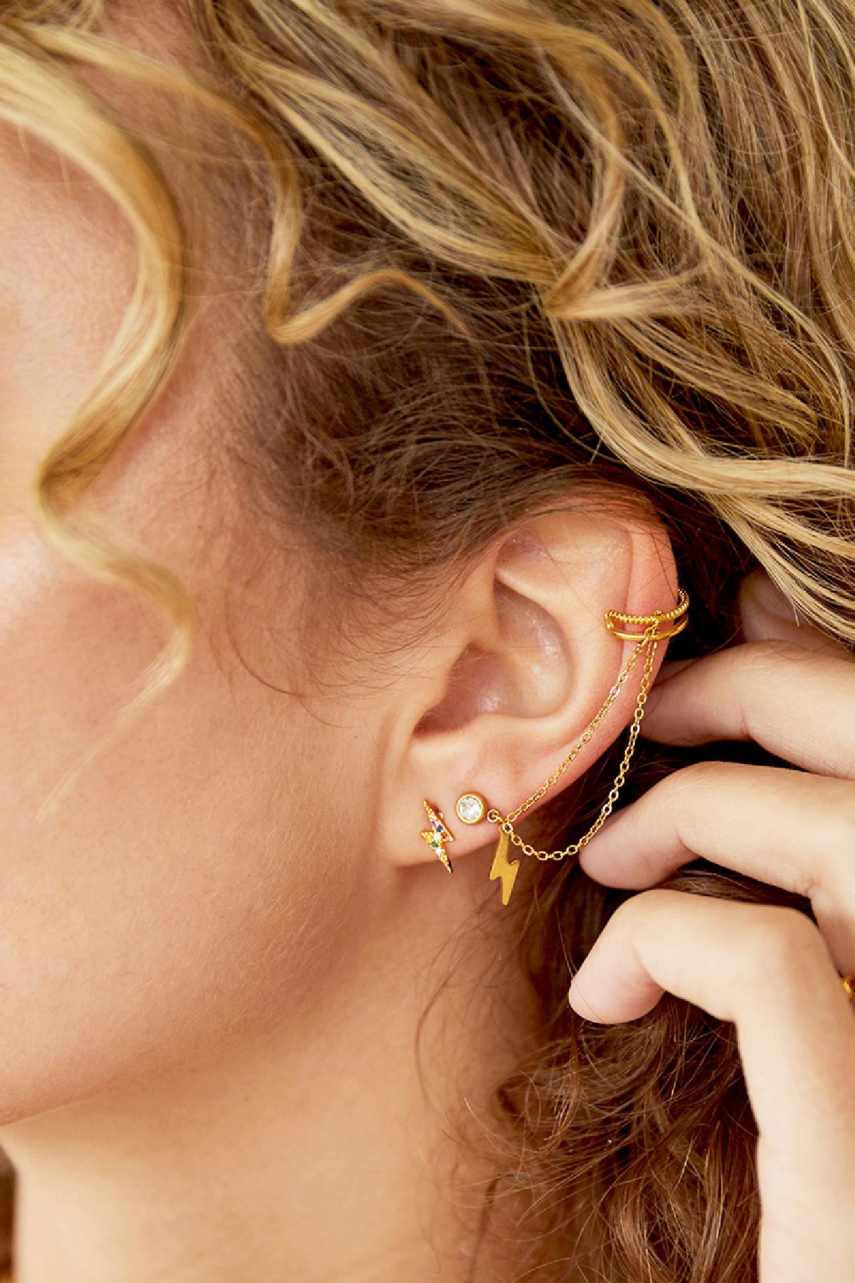 Stainless steel ear cuff Lightning Bolt
